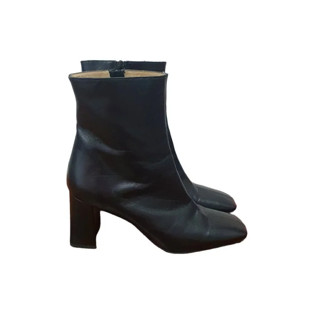 FABIO RUSCONI High Heels Ankle Boots In Black Leather Size 41/11